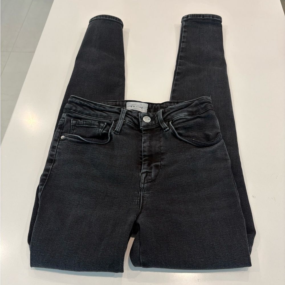 Frame faded black Le One denim skinny jeans size 1